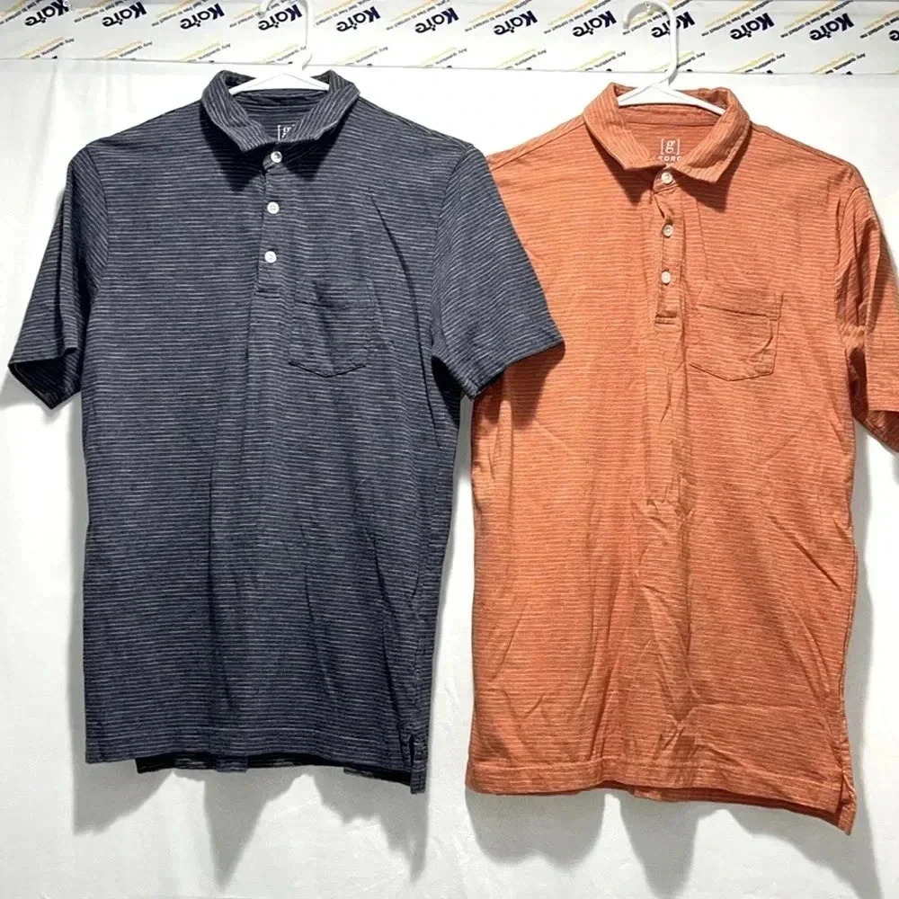 Imperfect 2 men’s small polo shirts short sleeved striped front pocket cotton